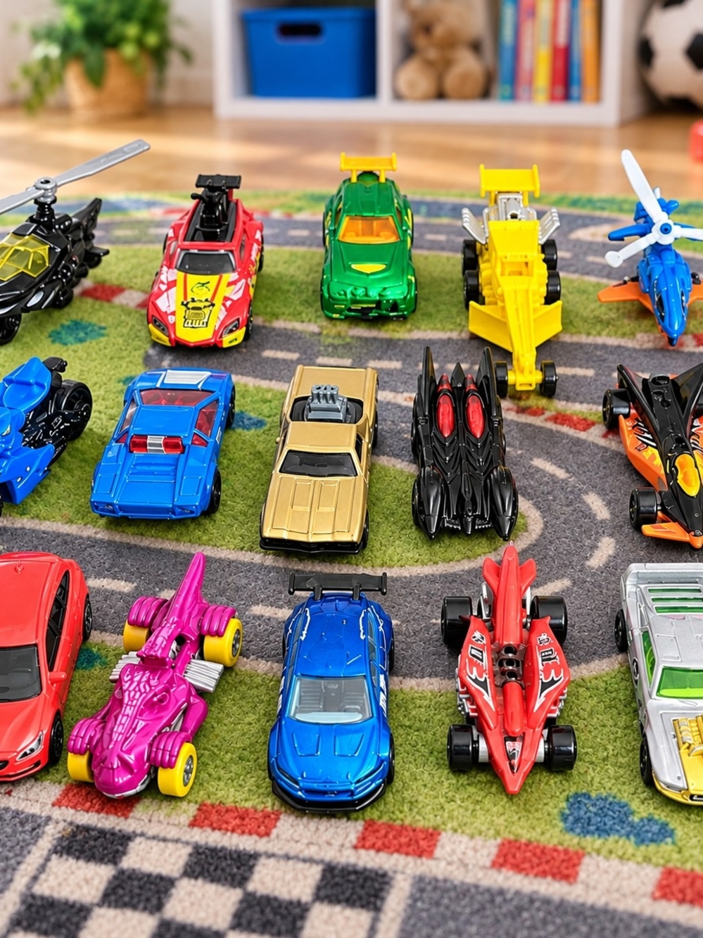 Toy Car Vehicle Lot of 15 Racing Cars Motorcycle Helicopter Plane Pre-Owned